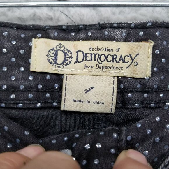 Democracy Jeans Womens 4 Gray Sparkle Glitter Dot Skinny Stretch Denim - Picture 3 of 10